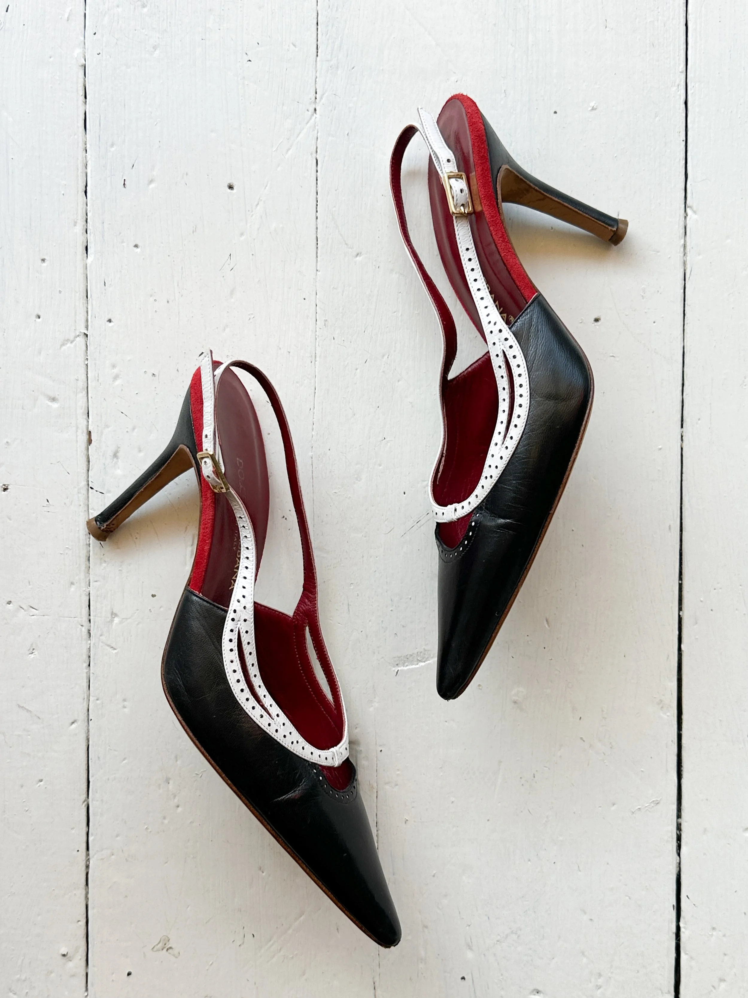 Y2K Dolce & Gabbana Black and White Spectator Slingback Pumps
